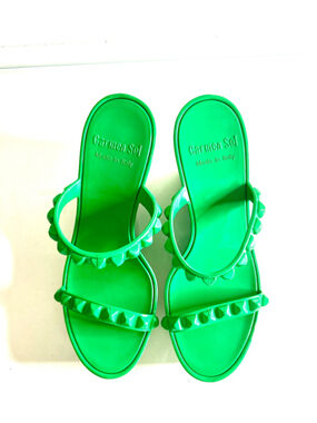 Carmen Sol Tonino Italian Jelly Wedge Summer Sandals Women Size 8